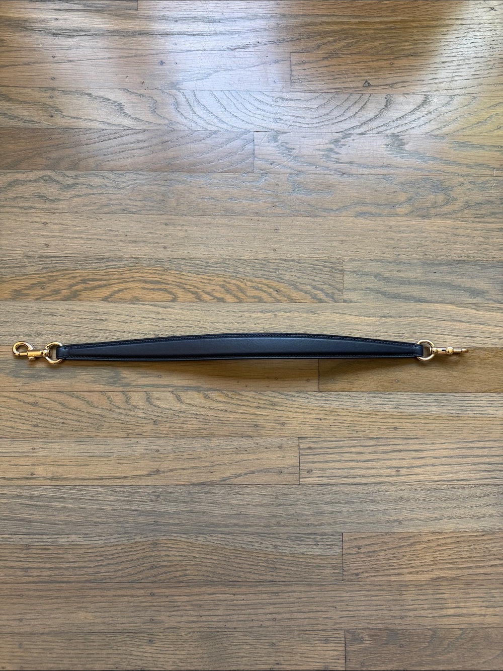 Dark Navy Blue Coach Short Leather Bag Strap with Gold Hardware